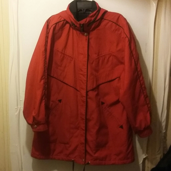 Red Zip Up Jacket with Hidden Hood size 16 - Picture 1 of 3